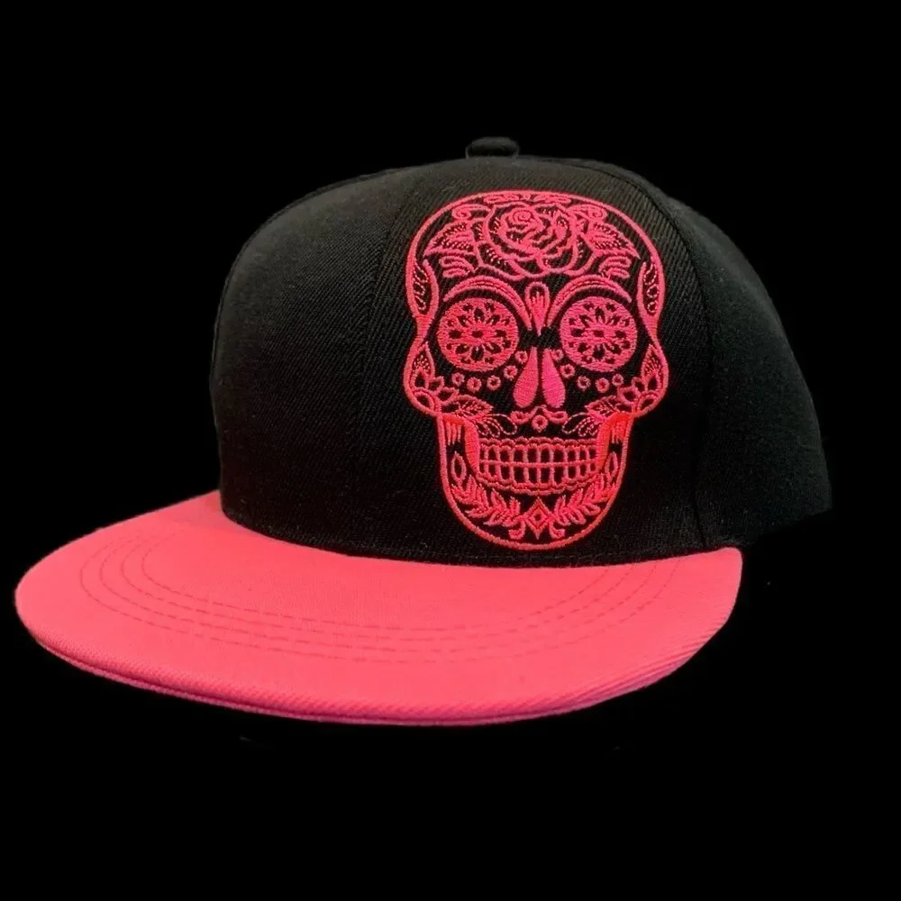 Six Flags Dia De Muertos Pink Skull Cap …